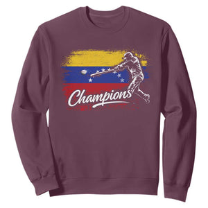 Venezuela Champions Baseball Batter Venezuelan Sport Fan Sweatshirt TS11 Maroon Print Your Wear
