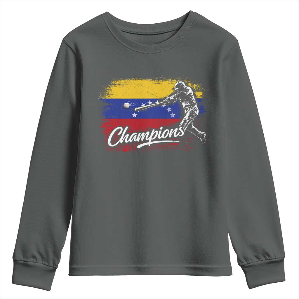 Venezuela Champions Baseball Batter Venezuelan Sport Fan Youth Sweatshirt TS11 Dark Heather Print Your Wear