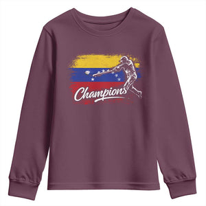 Venezuela Champions Baseball Batter Venezuelan Sport Fan Youth Sweatshirt TS11 Maroon Print Your Wear