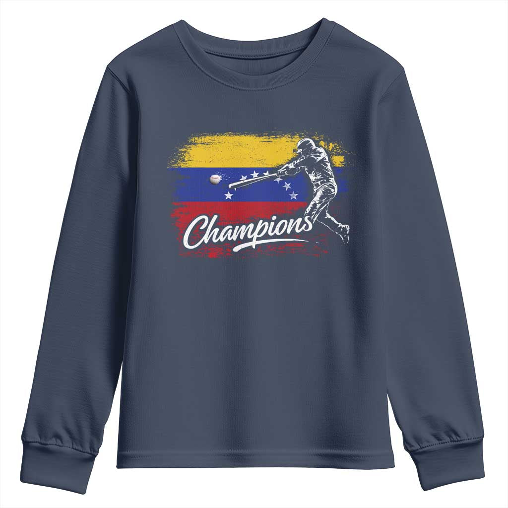 Venezuela Champions Baseball Batter Venezuelan Sport Fan Youth Sweatshirt TS11 Navy Print Your Wear