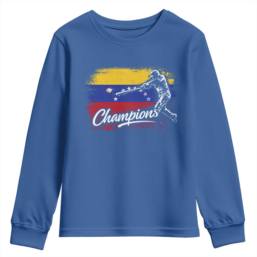 Venezuela Champions Baseball Batter Venezuelan Sport Fan Youth Sweatshirt TS11 Royal Blue Print Your Wear