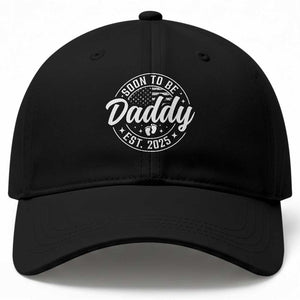 Funny Promoted To Daddy 2025 Baseball Cap Newborn Vintage American Flag Baby Footprint TS11 Print Your Wear