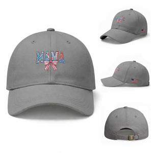 Funny American Patriotic Mama Coquette Baseball Cap 4th Of July Mother's Day TS11 Baseball Cap Universal Fit Sport Gray Print Your Wear