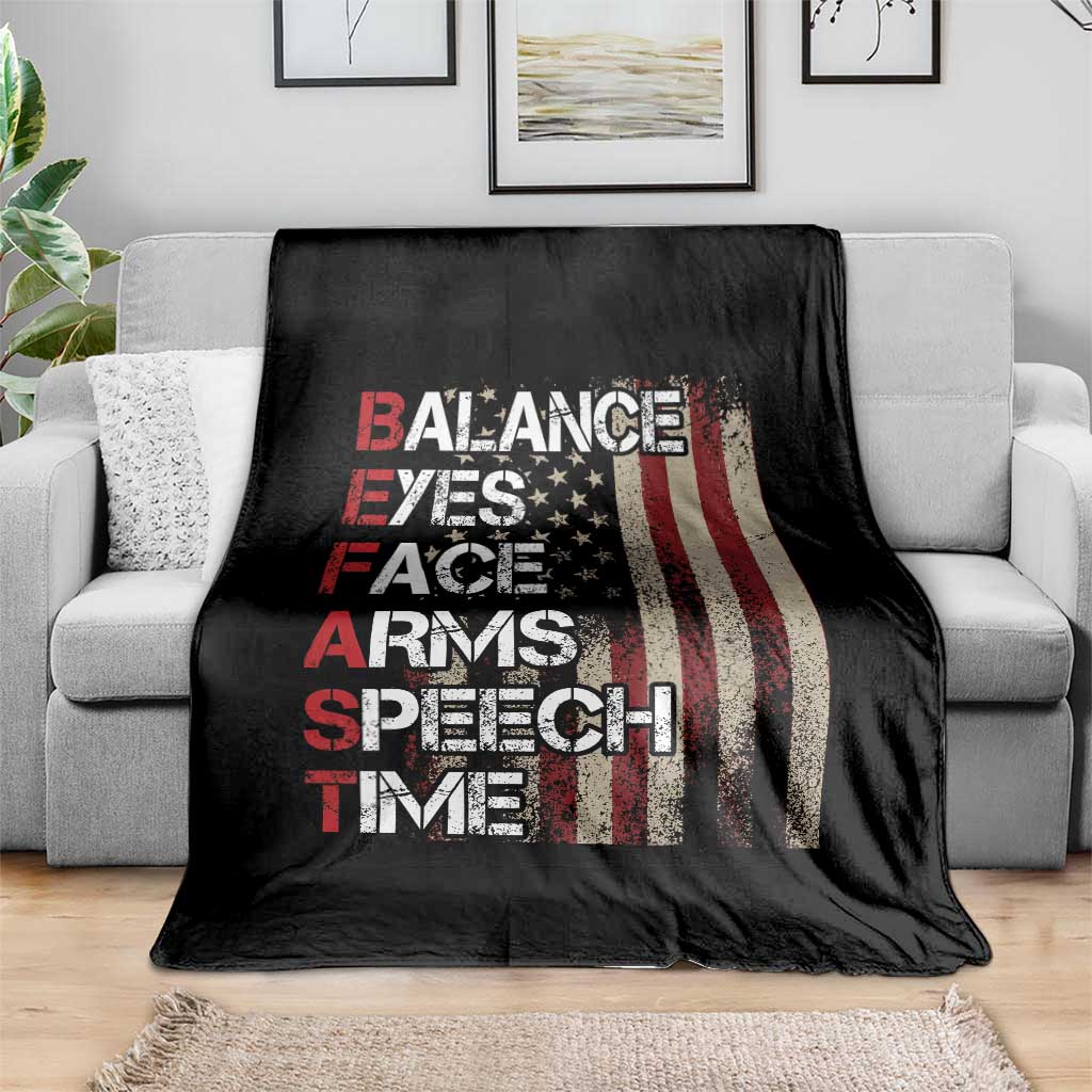 Stroke Awareness Throw Blanket BEFAST Stroke Symptoms Vintage American Flag TS11 Print Your Wear