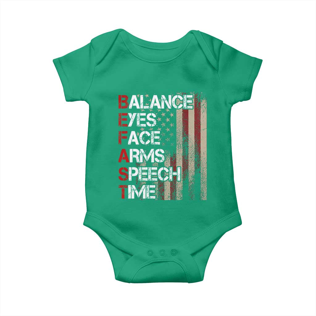 Stroke Awareness Baby Onesie BEFAST Stroke Symptoms Vintage American Flag TS11 Irish Green Print Your Wear