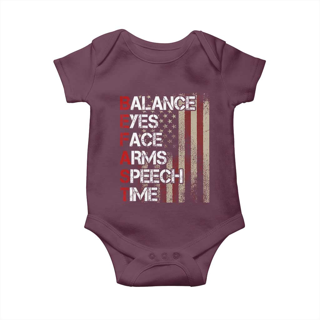 Stroke Awareness Baby Onesie BEFAST Stroke Symptoms Vintage American Flag TS11 Maroon Print Your Wear