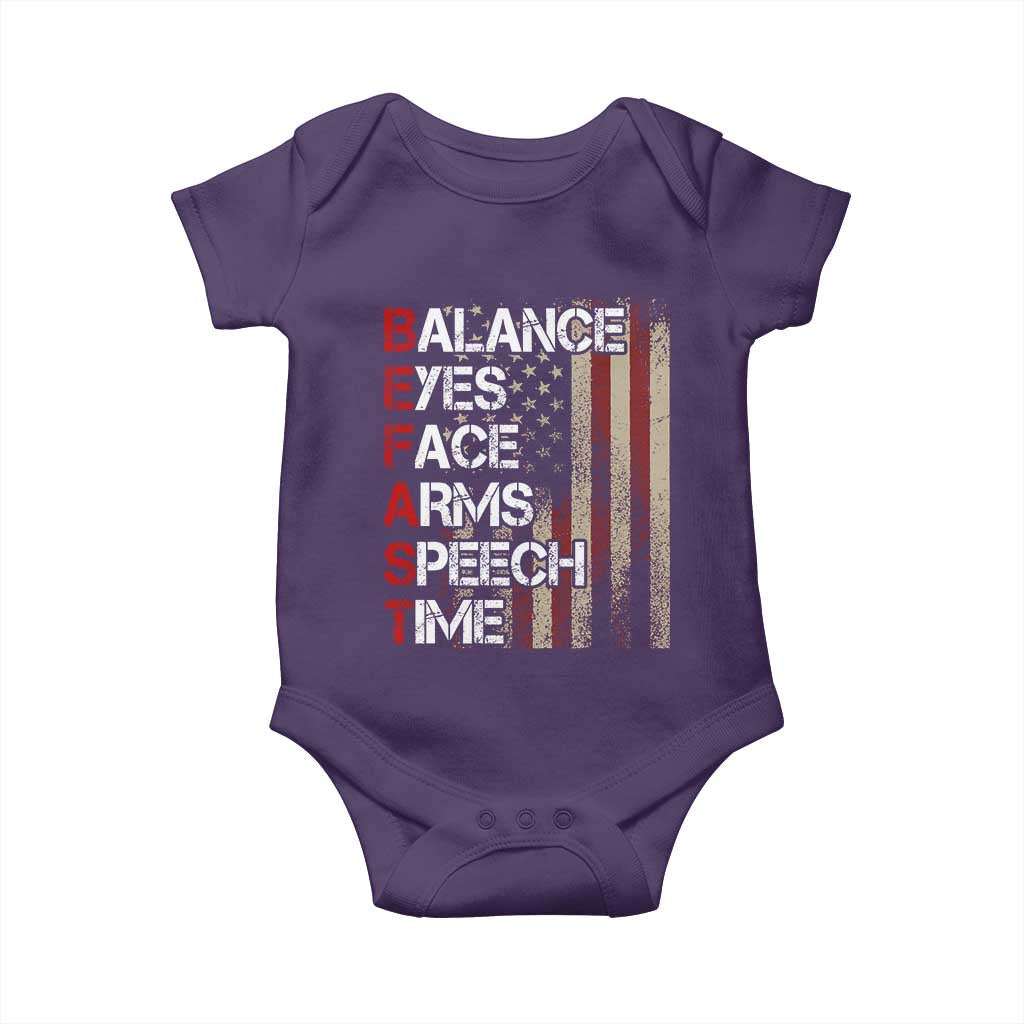 Stroke Awareness Baby Onesie BEFAST Stroke Symptoms Vintage American Flag TS11 Purple Print Your Wear