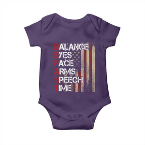 Stroke Awareness Baby Onesie BEFAST Stroke Symptoms Vintage American Flag TS11 Purple Print Your Wear