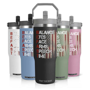 Stroke Awareness Flip Straw Tumbler BEFAST Stroke Symptoms Vintage American Flag TS11 Print Your Wear