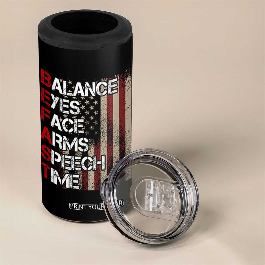 Stroke Awareness 4 in 1 Can Cooler Tumbler BEFAST Stroke Symptoms Vintage American Flag TS11 Print Your Wear