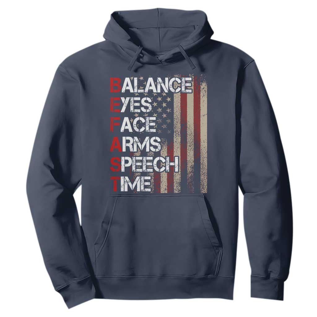 Stroke Awareness Hoodie BEFAST Stroke Symptoms Vintage American Flag TS11 Navy Print Your Wear