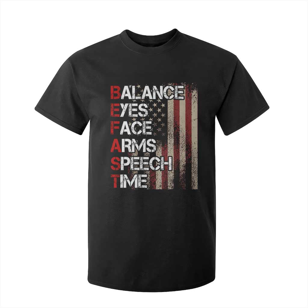 Stroke Awareness T Shirt For Kid BEFAST Stroke Symptoms Vintage American Flag TS11 Black Print Your Wear