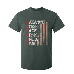 Stroke Awareness T Shirt For Kid BEFAST Stroke Symptoms Vintage American Flag TS11 Dark Forest Green Print Your Wear