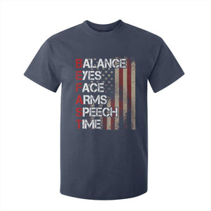 Stroke Awareness T Shirt For Kid BEFAST Stroke Symptoms Vintage American Flag TS11 Navy Print Your Wear