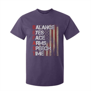 Stroke Awareness T Shirt For Kid BEFAST Stroke Symptoms Vintage American Flag TS11 Purple Print Your Wear