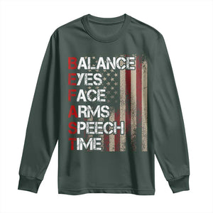 Stroke Awareness Long Sleeve Shirt BEFAST Stroke Symptoms Vintage American Flag TS11 Dark Forest Green Print Your Wear