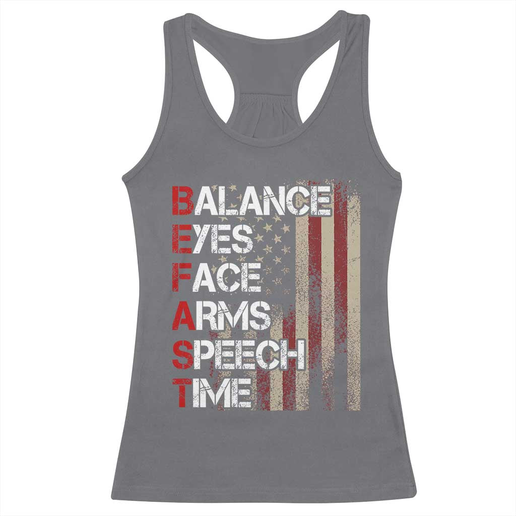 Stroke Awareness Racerback Tank Top BEFAST Stroke Symptoms Vintage American Flag TS11 Charcoal Print Your Wear