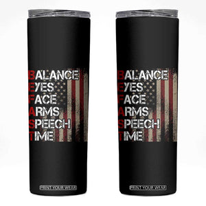 Stroke Awareness Skinny Tumbler BEFAST Stroke Symptoms Vintage American Flag TS11 Black Print Your Wear