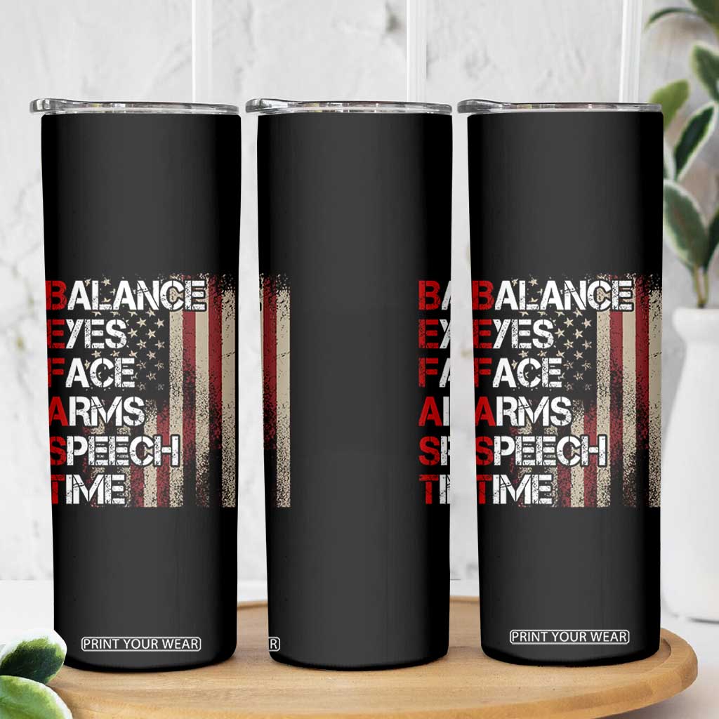 Stroke Awareness Skinny Tumbler BEFAST Stroke Symptoms Vintage American Flag TS11 Print Your Wear