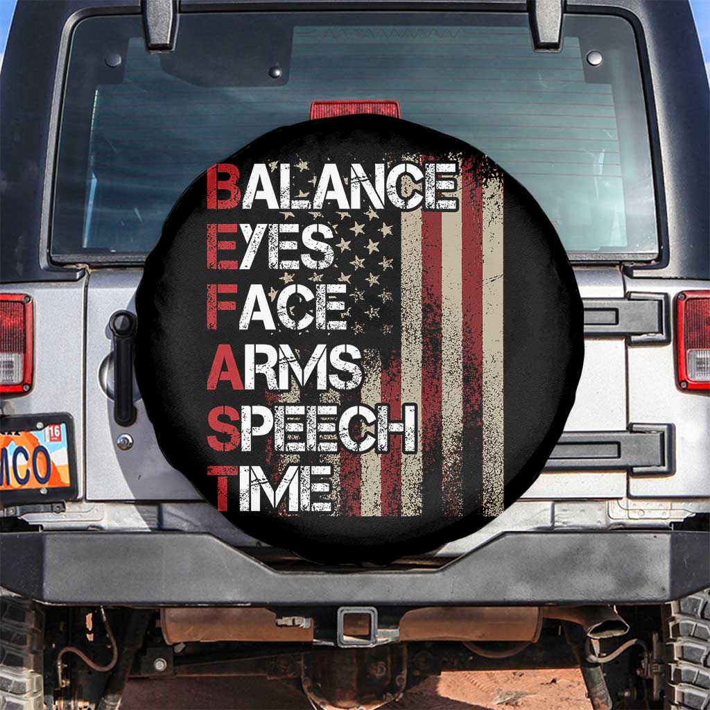 Stroke Awareness Spare Tire Cover BEFAST Stroke Symptoms Vintage American Flag TS11 No hole Black Print Your Wear