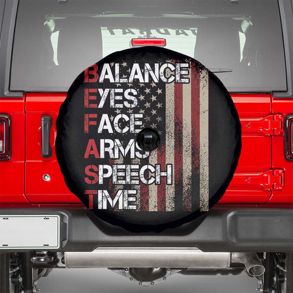 Stroke Awareness Spare Tire Cover BEFAST Stroke Symptoms Vintage American Flag TS11 Black Print Your Wear