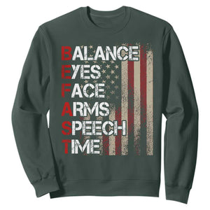 Stroke Awareness Sweatshirt BEFAST Stroke Symptoms Vintage American Flag TS11 Dark Forest Green Print Your Wear