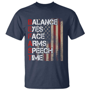 Stroke Awareness T Shirt BEFAST Stroke Symptoms Vintage American Flag TS11 Navy Print Your Wear