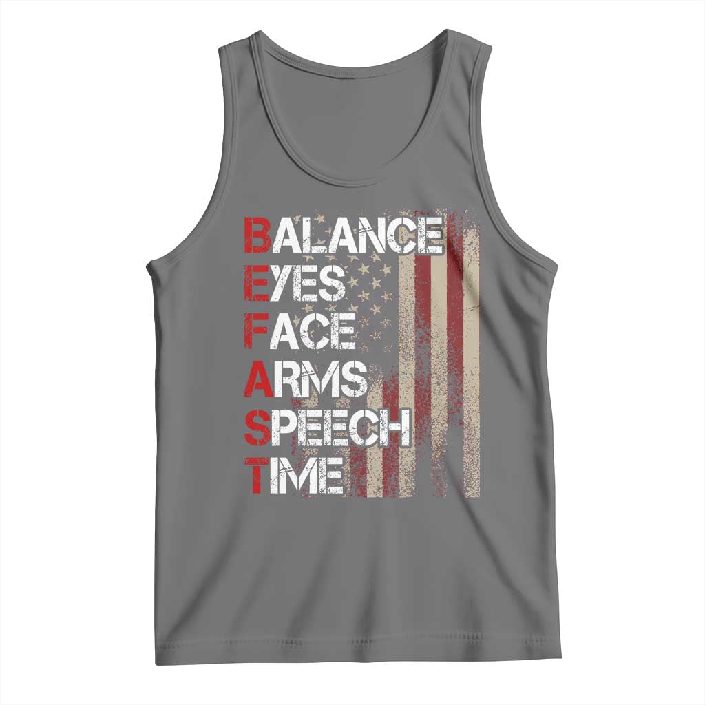 Stroke Awareness Tank Top BEFAST Stroke Symptoms Vintage American Flag TS11 Black Heather Print Your Wear