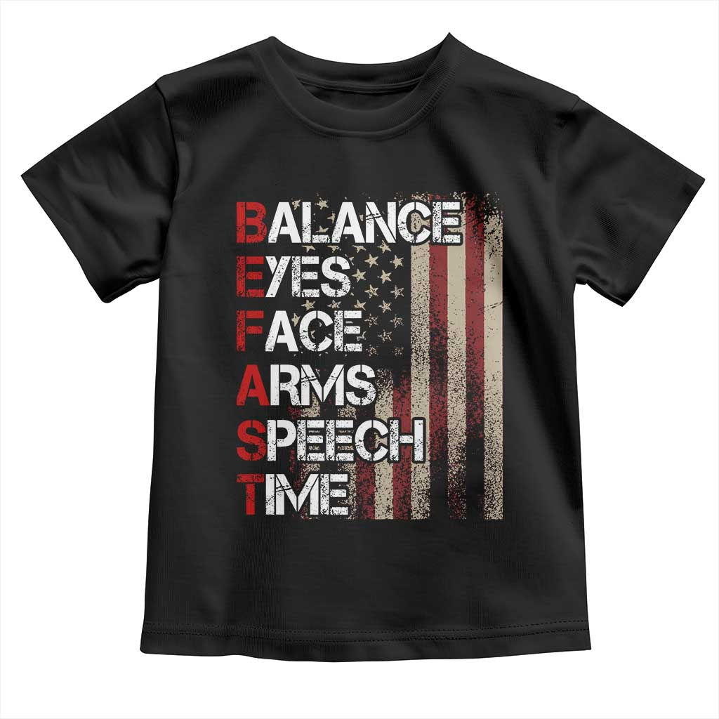 Stroke Awareness Toddler T Shirt BEFAST Stroke Symptoms Vintage American Flag TS11 Black Print Your Wear