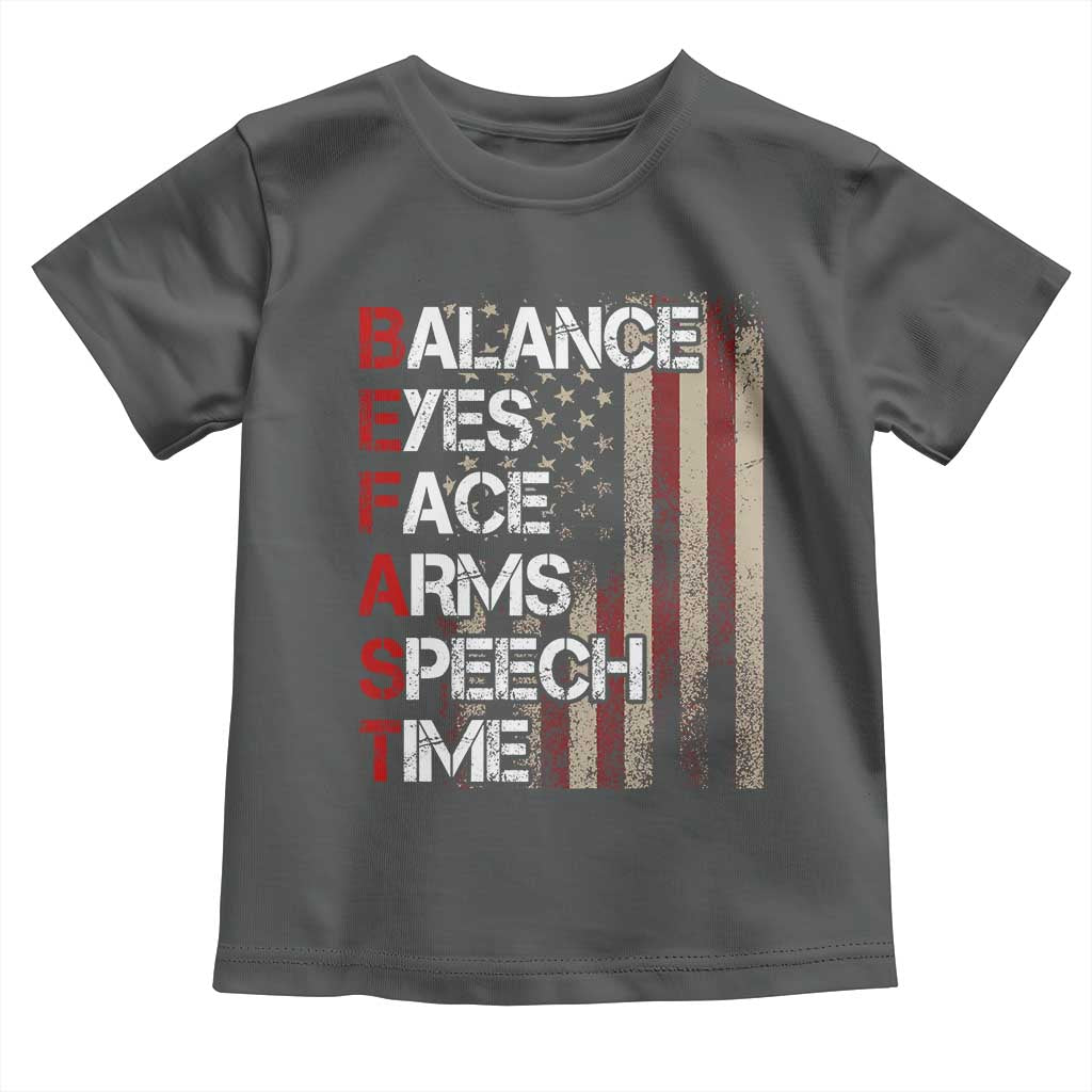 Stroke Awareness Toddler T Shirt BEFAST Stroke Symptoms Vintage American Flag TS11 Dark Heather Print Your Wear