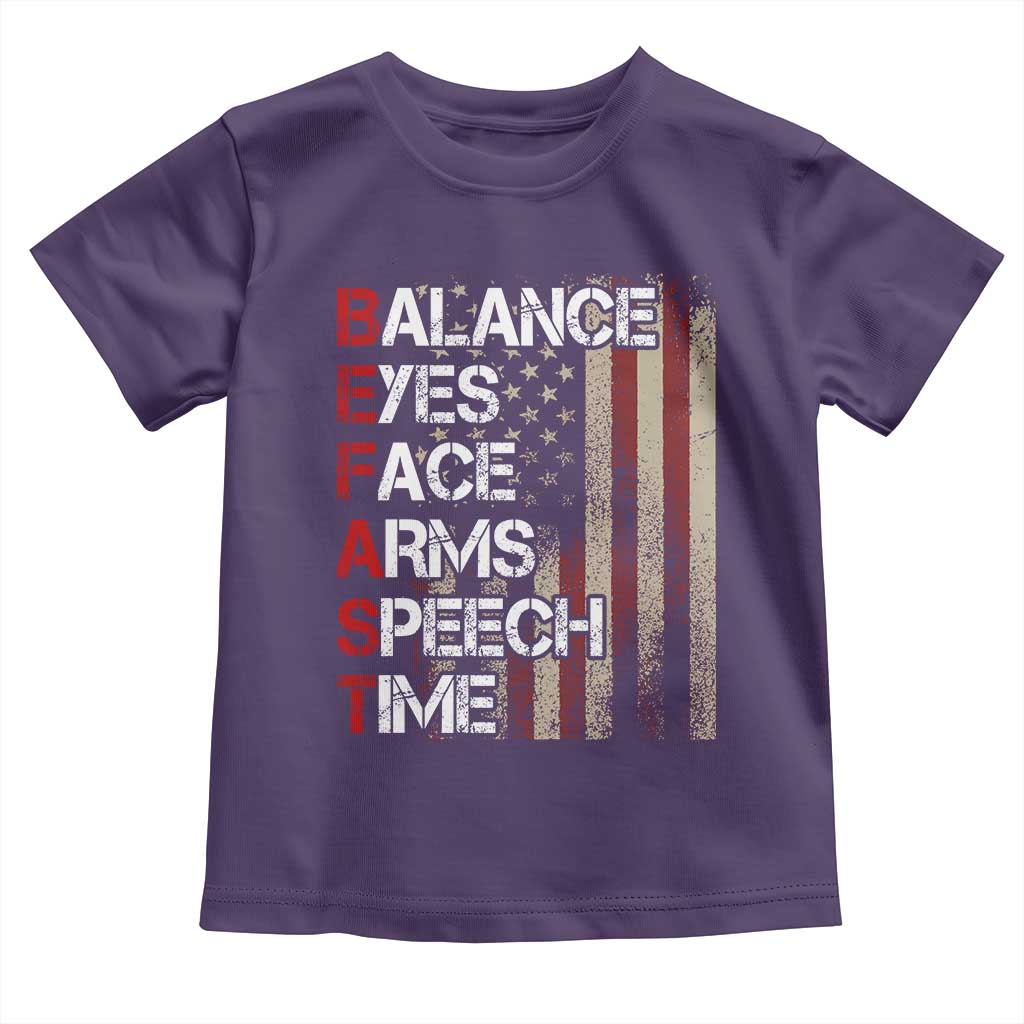 Stroke Awareness Toddler T Shirt BEFAST Stroke Symptoms Vintage American Flag TS11 Purple Print Your Wear