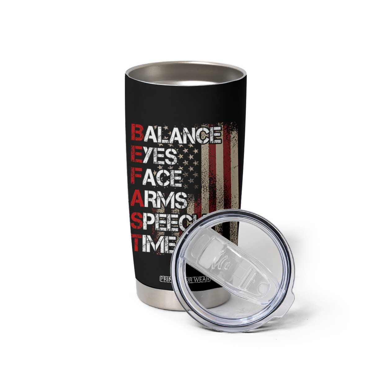 Stroke Awareness Tumbler Cup BEFAST Stroke Symptoms Vintage American Flag TS11 Print Your Wear