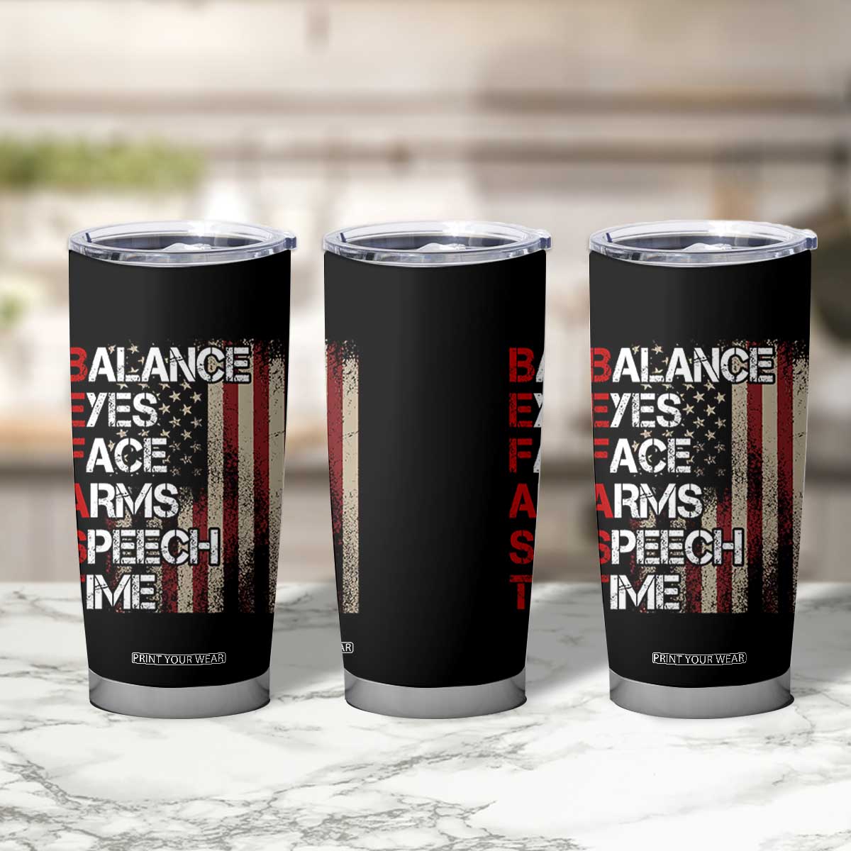 Stroke Awareness Tumbler Cup BEFAST Stroke Symptoms Vintage American Flag TS11 Print Your Wear