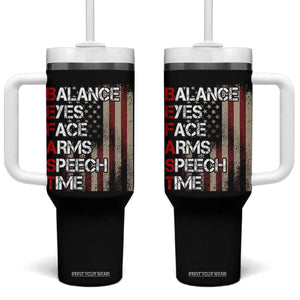 Stroke Awareness Tumbler With Handle BEFAST Stroke Symptoms Vintage American Flag TS11 One Size: 40 oz Black Print Your Wear