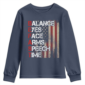 Stroke Awareness Youth Sweatshirt BEFAST Stroke Symptoms Vintage American Flag TS11 Navy Print Your Wear
