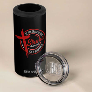 By The Grace Of God I'm A Survivor Stroke Awareness 4 in 1 Can Cooler Tumbler TS11 Print Your Wear