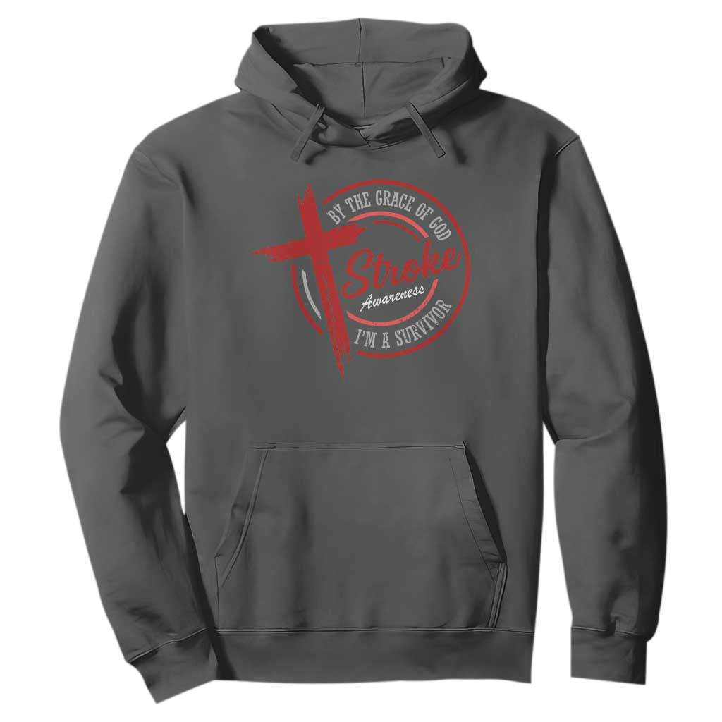 By The Grace Of God I'm A Survivor Stroke Awareness Hoodie TS11 Dark Heather Print Your Wear