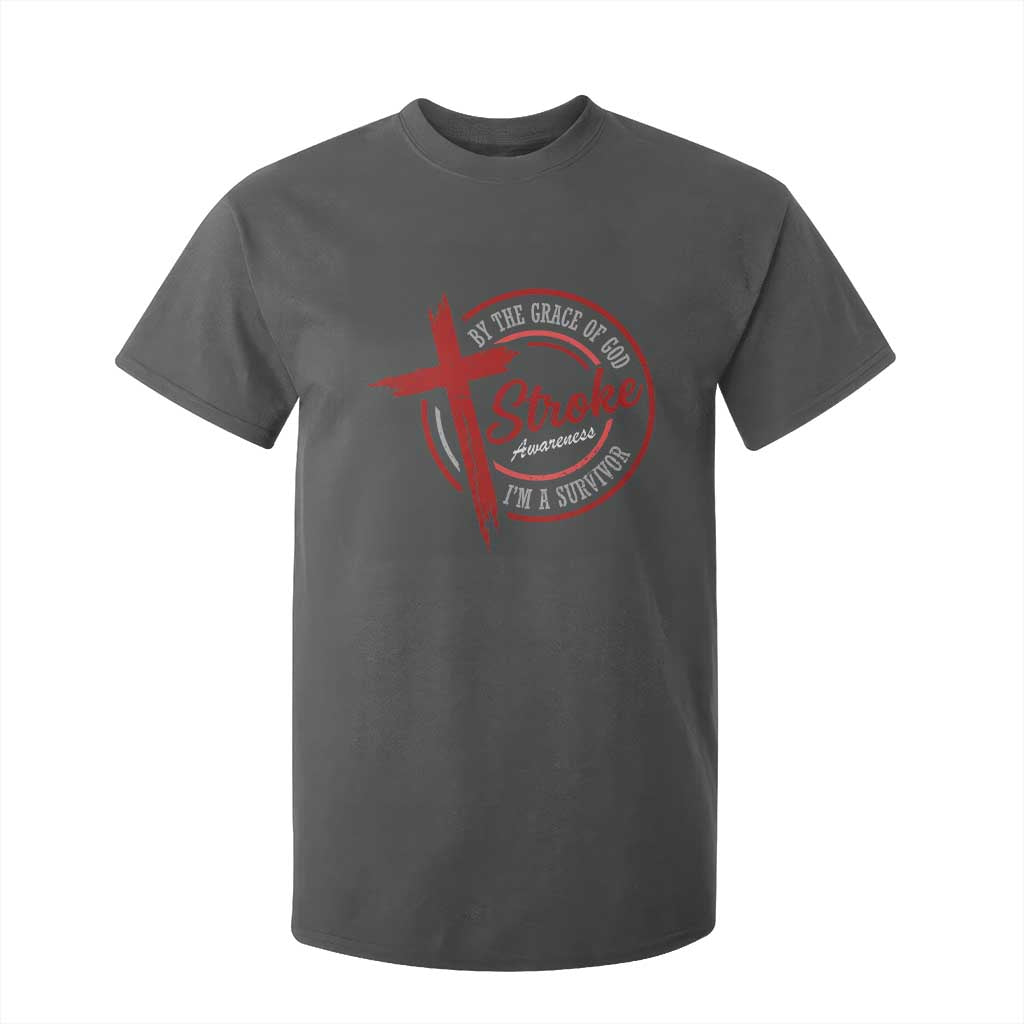 By The Grace Of God I'm A Survivor Stroke Awareness T Shirt For Kid TS11 Dark Heather Print Your Wear