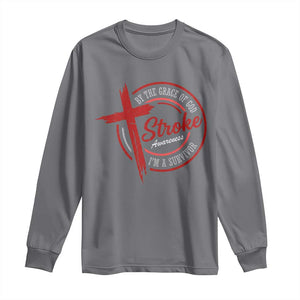 By The Grace Of God I'm A Survivor Stroke Awareness Long Sleeve Shirt TS11 Charcoal Print Your Wear