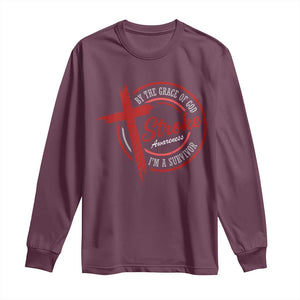 By The Grace Of God I'm A Survivor Stroke Awareness Long Sleeve Shirt TS11 Maroon Print Your Wear