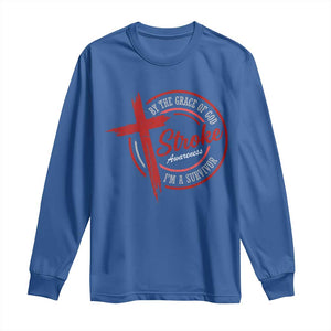 By The Grace Of God I'm A Survivor Stroke Awareness Long Sleeve Shirt TS11 Royal Blue Print Your Wear