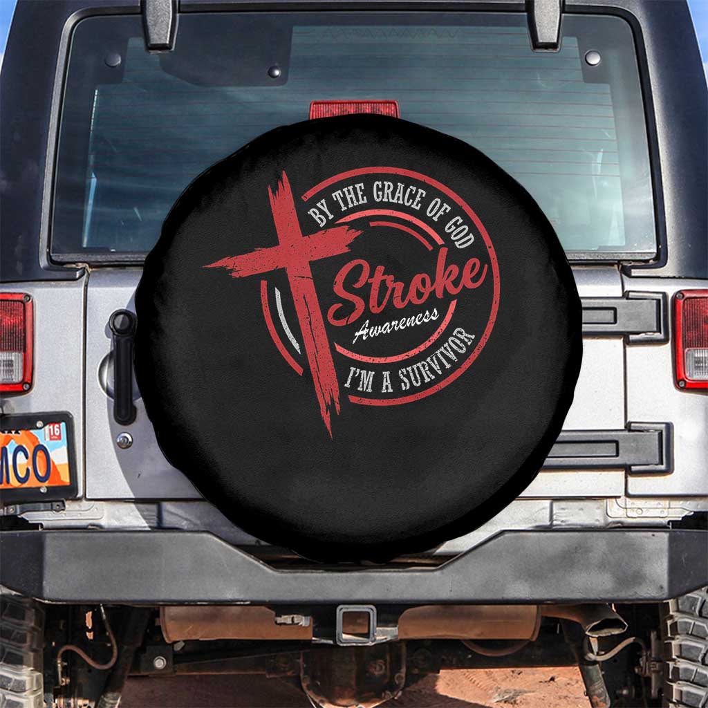By The Grace Of God I'm A Survivor Stroke Awareness Spare Tire Cover TS11 No hole Black Print Your Wear