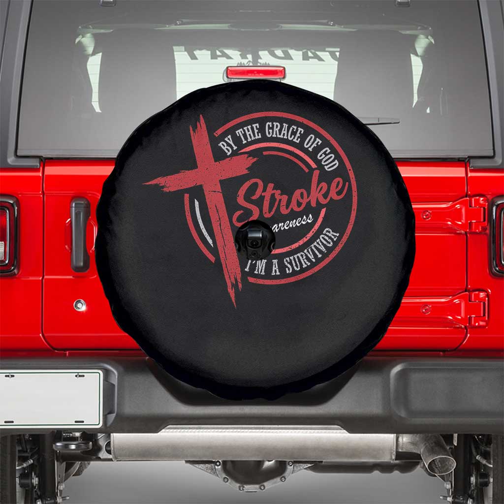 By The Grace Of God I'm A Survivor Stroke Awareness Spare Tire Cover TS11 Black Print Your Wear