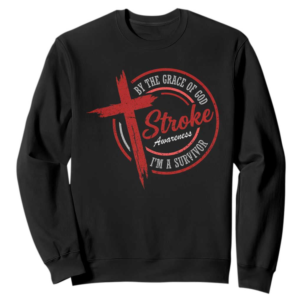 By The Grace Of God I'm A Survivor Stroke Awareness Sweatshirt TS11 Black Print Your Wear