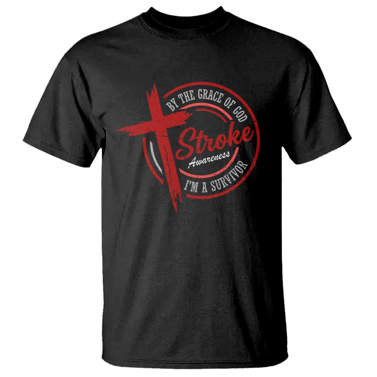 By The Grace Of God I'm A Survivor Stroke Awareness T Shirt TS11 Black Print Your Wear