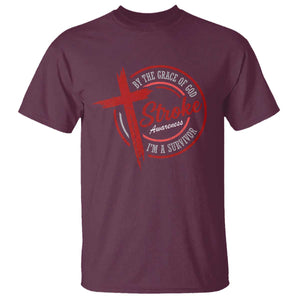 By The Grace Of God I'm A Survivor Stroke Awareness T Shirt TS11 Maroon Print Your Wear