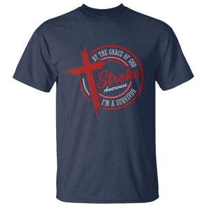 By The Grace Of God I'm A Survivor Stroke Awareness T Shirt TS11 Navy Print Your Wear