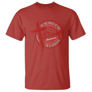 By The Grace Of God I'm A Survivor Stroke Awareness T Shirt TS11 Red Print Your Wear