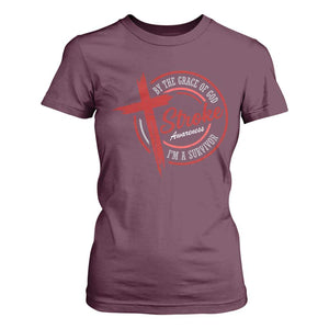 By The Grace Of God I'm A Survivor Stroke Awareness T Shirt For Women TS11 Maroon Print Your Wear