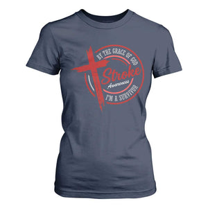 By The Grace Of God I'm A Survivor Stroke Awareness T Shirt For Women TS11 Navy Print Your Wear